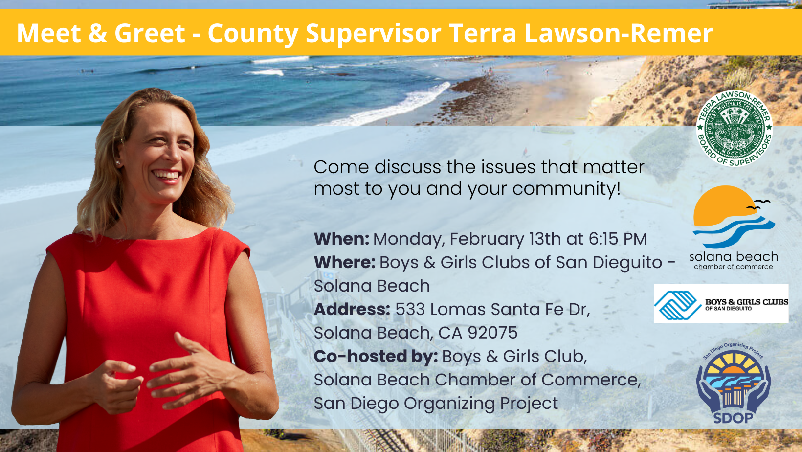 Meet & Greet  ﻿County Supervisor Terra Lawson-Remer